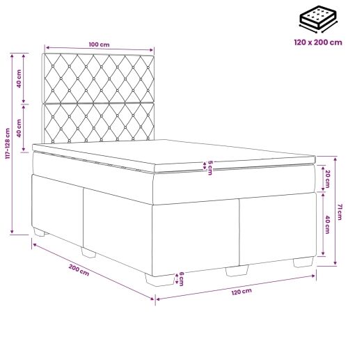 Boxspring krevet s madracem Tamnozelena 120 x 200 cm Baršun - Tamnozelena 120 x 200 cm Kristal s dugmadima Cijena