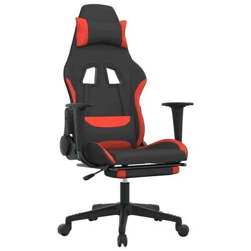 Masažna Gaming stolica od tkanine s osloncem crno-crvena - Crvena Sa naslonom za noge Cijena