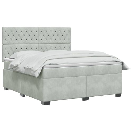 Boxspring krevet s madracem Svjetlosiva 140 x 190 cm Baršun - Svjetlosiva 140 x 190 cm Kristal s dugmadima Cijena