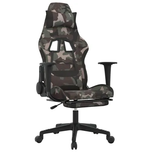Masažna Gaming stolica od tkanine s osloncem crno-maskirna - Maskirna Sa naslonom za noge Cijena