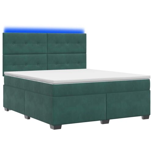 Boxspring krevet s madracem Tamnozelena 140 x 200 cm Baršun - Tamnozelena 140 x 200 cm Prošiveno gumbima Cijena