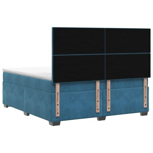 Boxspring krevet s madracem Plava 140 x 200 cm Baršun - Plava 140 x 200 cm Prošiveno gumbima Cijena