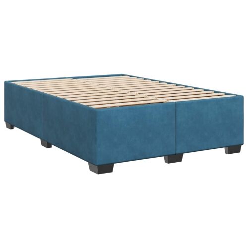 Boxspring krevet s madracem Plava 140 x 200 cm Baršun - Plava 140 x 200 cm Prošiveno gumbima Cijena