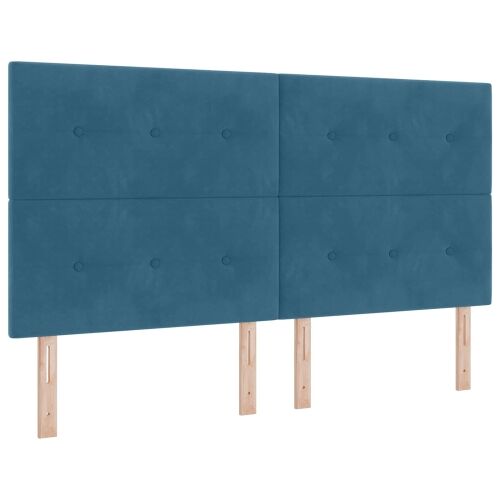 Boxspring krevet s madracem Plava 180 x 200 cm Baršun - Plava 180 x 200 cm Prošiveno gumbima Cijena