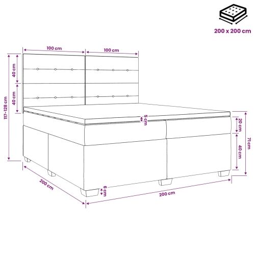Boxspring krevet s madracem Plava 200 x 200 cm Baršun - Plava 200 x 200 cm Prošiveno gumbima Cijena