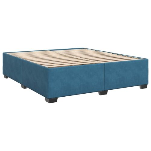 Boxspring krevet s madracem Plava 200 x 200 cm Baršun - Plava 200 x 200 cm Prošiveno gumbima Cijena