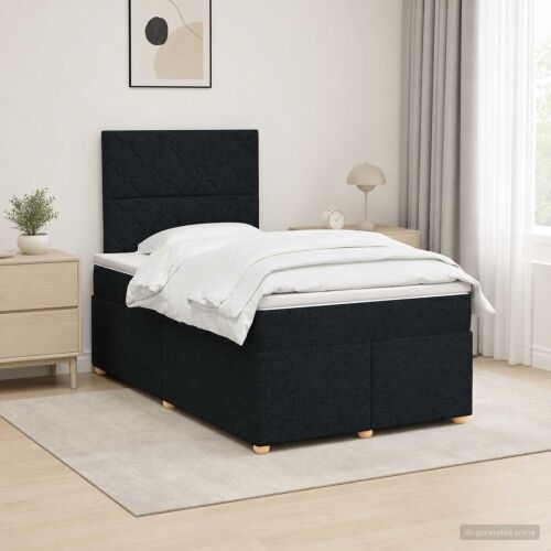 Boxspring krevet s madracem Crna 120 x 200 cm Tkanina - Crna 120 x 200 cm Dizajn s rombovima Cijena