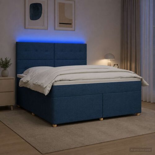 Boxspring krevet s madracem Plava 140 x 190 cm Tkanina - Plava 140 x 190 cm Prošiveno gumbima Cijena