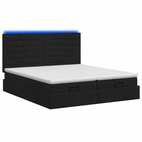 Krevet od pjene s madracem i LED-om Crna 160 x 200 cm Tkanina - Crna 160 x 200 cm Dizajn linija Cijena