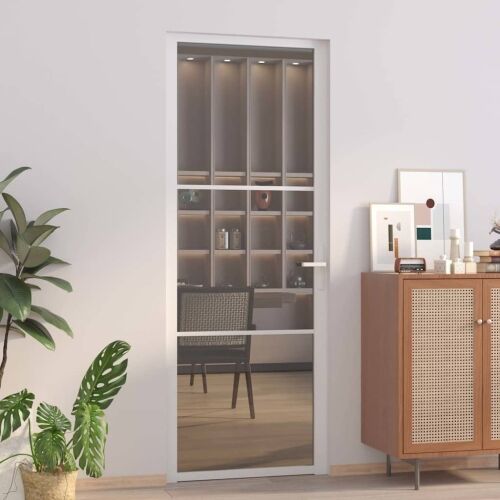 Unutarnja vrata 76 x 201,5 cm Bijela od ESG stakla i aluminija - Bijela i tamnoprozirna 76 x 201.5 cm 1 2 vodoravne šipke Cijena