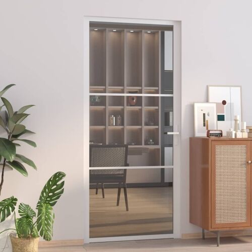 Unutarnja vrata 93 x 201,5 cm Bijela od ESG stakla i aluminija - Bijela i tamnoprozirna 93 x 201.5 cm 1 2 vodoravne šipke Cijena