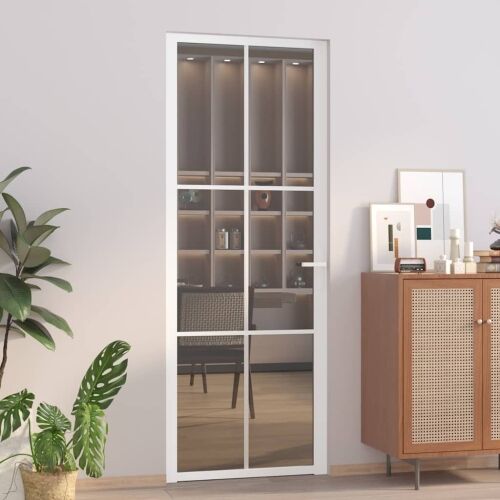 Unutarnja vrata 76 x 201,5 cm Bijela od ESG stakla i aluminija - Bijela i tamnoprozirna 76 x 201.5 cm 1 Rešetke 3 x 2 Cijena