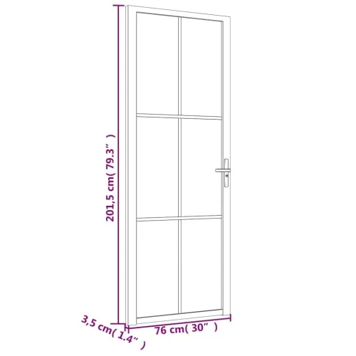 Unutarnja vrata 76 x 201,5 cm Bijela od ESG stakla i aluminija - Bijela i tamno prozirna 76 x 201,5 cm Rešetke 3 x 2 Cijena