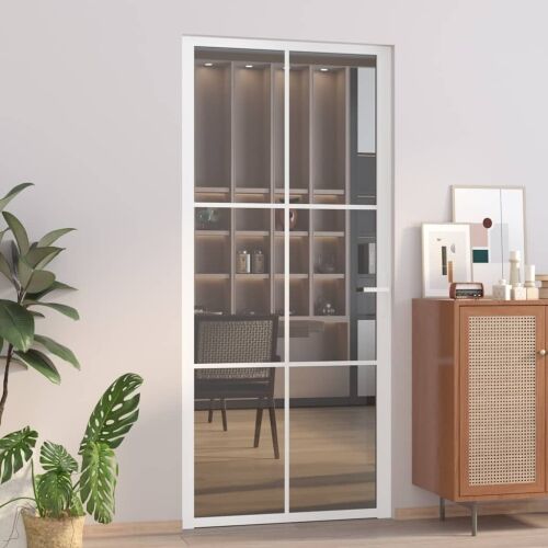Unutarnja vrata 93 x 201,5 cm Bijela od ESG stakla i aluminija - Bijela i tamnoprozirna 93 x 201.5 cm 1 Rešetke 3 x 2 Cijena