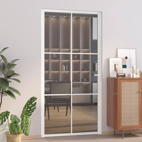 Unutarnja vrata 102,5x201,5 cm bijela od ESG stakla i aluminija - Bijela i tamnoprozirna 102.5 x 201.5 cm 1 Rešetke 3 x 2 Cijena
