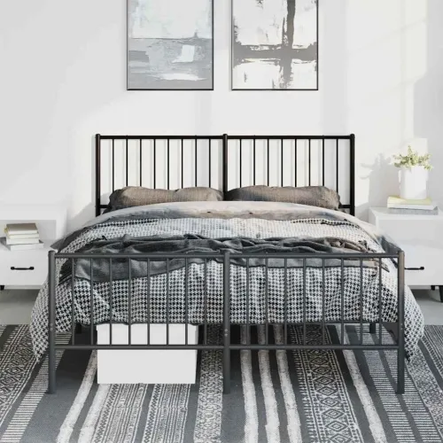 Metalni okvir kreveta uzglavlje i podnožje crni 135x190 cm - Crna 135 x 190 cm s uzglavljem i podnožjem Cijena