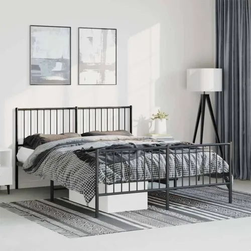Metalni okvir kreveta uzglavlje i podnožje crni 135x190 cm - Crna 135 x 190 cm s uzglavljem i podnožjem Cijena