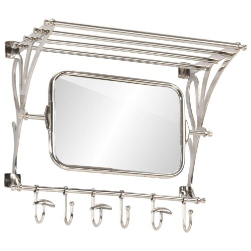 Stalak za prtljagu s vješalicama i zidnim ogledalom aluminijski - 66 x 38 x 61 cm 1 66 x 38 x 61 cm Cijena