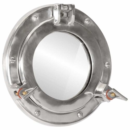 Zidno ogledalo s prozorčićem Ø23 cm aluminij i staklo - Srebrno Ø 23 cm 1 Srebrno Cijena