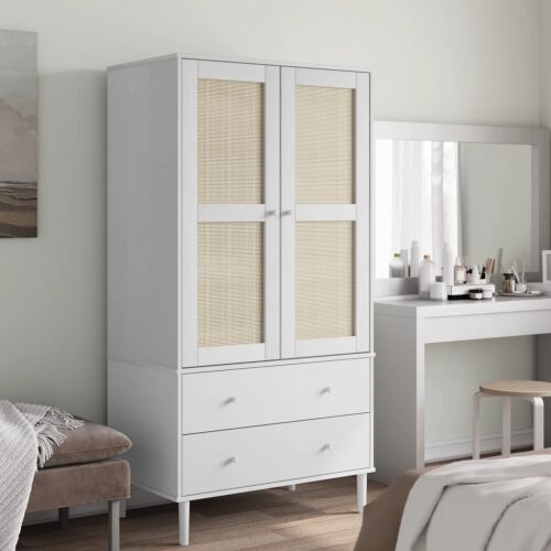 Komoda SENJA bijela izgled ratana 90x55x175 cm masivna borovina - Bijela 1 1 Bijela Cijena