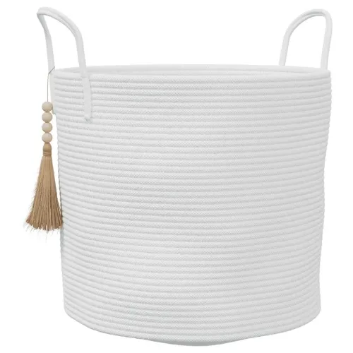 Košara za pohranu bijela Ø40x35 cm pamučna - Bijela Cijena