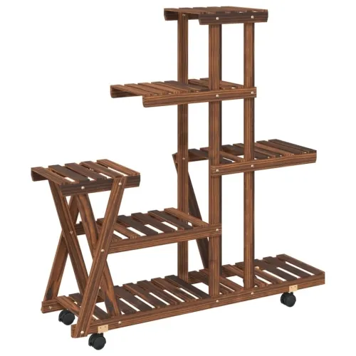 Stalak za cvijeće s kotačima 95x25x101 cm od masivne jelovine - Smeđa 25 x 95 x 101 cm Cijena