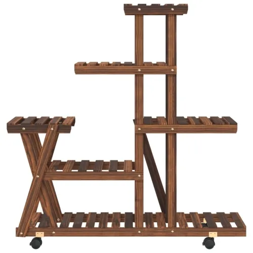 Stalak za cvijeće s kotačima 95x25x101 cm od masivne jelovine - Smeđa 25 x 95 x 101 cm Cijena