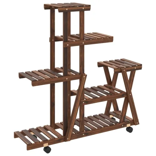 Stalak za cvijeće s kotačima 95x25x101 cm od masivne jelovine - Smeđa 25 x 95 x 101 cm Cijena