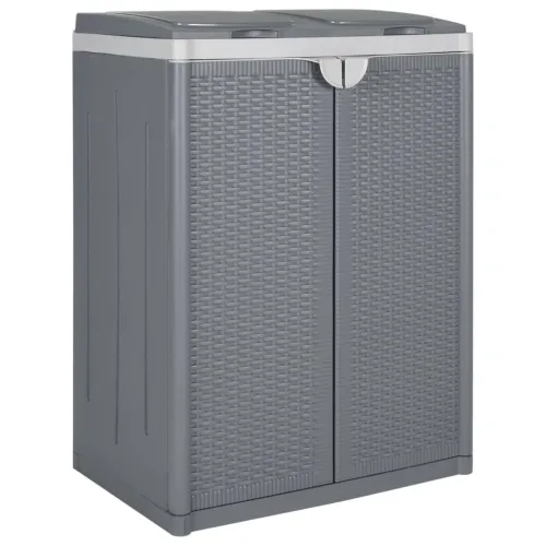 Kanta za smeće s 2 vratima siva 65 x 45 x 88 cm PP - Siva Cijena