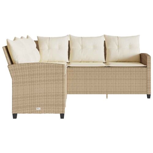 L-oblikovani kauč s jastucima bež poli ratan - Bež Krem bijela l-shaped sofa 1 Cijena