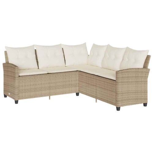 L-oblikovani kauč s jastucima bež poli ratan - Bež Krem bijela l-shaped sofa 1 Cijena