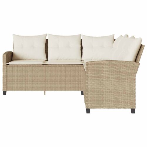 L-oblikovani kauč s jastucima bež poli ratan - Bež Krem bijela l-shaped sofa 1 Cijena
