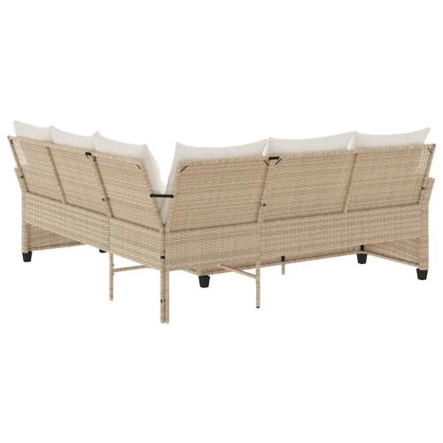 L-oblikovani kauč s jastucima bež poli ratan - Bež Krem bijela l-shaped sofa 1 Cijena
