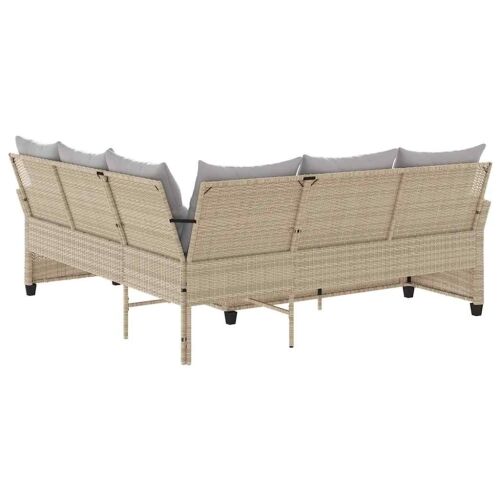 L-oblikovani kauč s jastucima bež poli ratan - Bež Svjetlosiva l-shaped sofa 1 Cijena