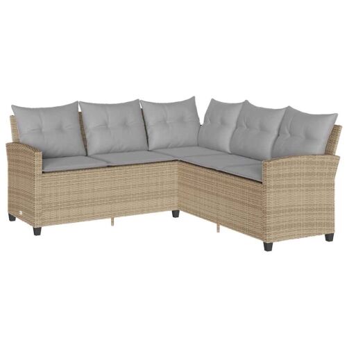 L-oblikovani kauč s jastucima bež poli ratan - Bež Svjetlosiva l-shaped sofa 1 Cijena