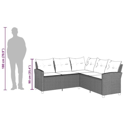 L-oblikovani kauč s jastucima bež poli ratan - Bež Svjetlosiva l-shaped sofa 1 Cijena