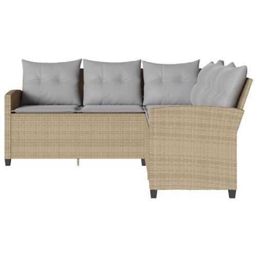 L-oblikovani kauč s jastucima bež poli ratan - Bež Svjetlosiva l-shaped sofa 1 Cijena