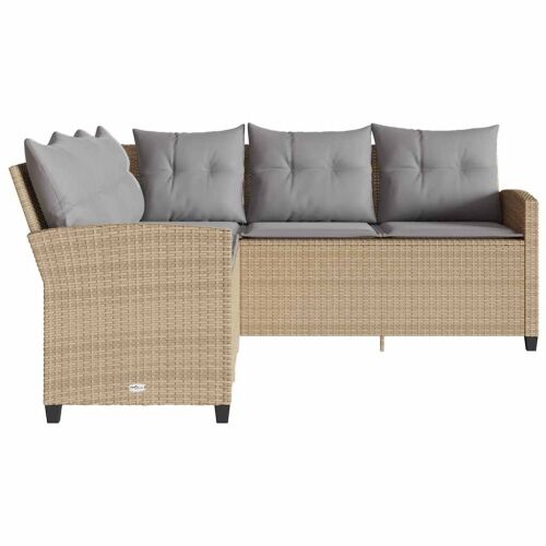 L-oblikovani kauč s jastucima bež poli ratan - Bež Svjetlosiva l-shaped sofa 1 Cijena