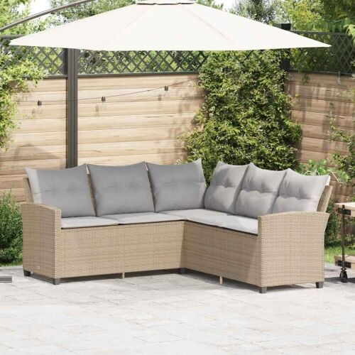 L-oblikovani kauč s jastucima bež poli ratan - Bež Svjetlosiva l-shaped sofa 1 Cijena
