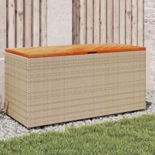 Vrtna kutija za pohranu bež 110x50x54 cm poliratan drvo bagrema - Bež 110 x 50 x 54 cm Bež 110 x 50 x 54 cm Cijena