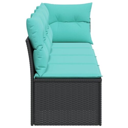 Vrtna sofa s jastucima za 4 osobe, crna, poliratan - Crna 1 kutna + 3x srednja Crna Cijena