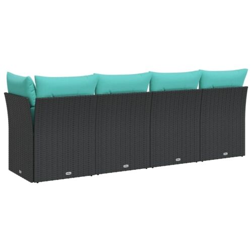 Vrtna sofa s jastucima za 4 osobe, crna, poliratan - Crna 1 kutna + 3x srednja Crna Cijena