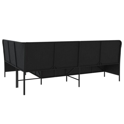 Vrtna sofa s jastucima L-oblika crni poli ratan - Crna 1 Crna Cijena