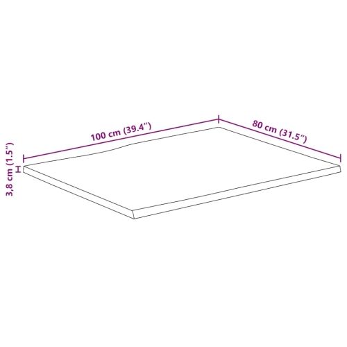 Stolna ploča 100x80x3,8cm od masivnog drva manga sa živim rubom - Drvo manga (završna obrada od hrastovine) 100 x 80 cm 1 38 mm Cijena
