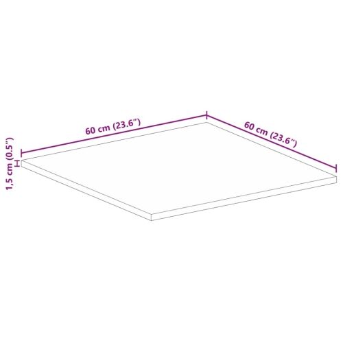 Stolna ploča 60x60x1,5 cm četvrtasta masivno grubo drvo manga - Grubo drvo manga (prirodno) 60 x 60 cm 1 15 mm Cijena