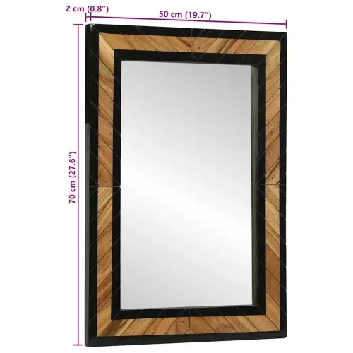 Zidno ogledalo Crna i smeđa 70 x 2 x 70 cm Čvrsto drvo akacije - 70 x 2 x 70 cm Cijena