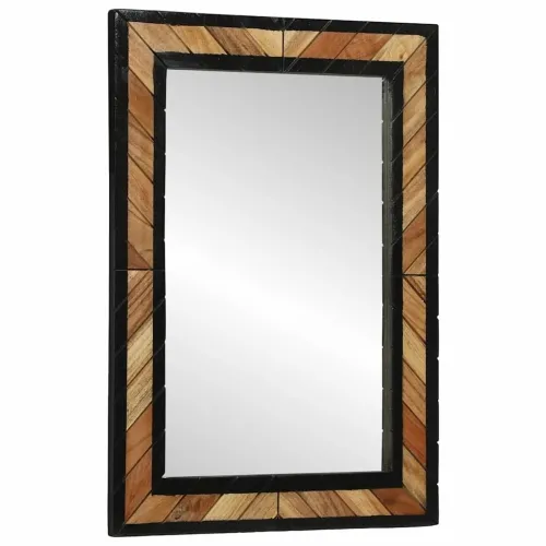 Zidno ogledalo Crna i smeđa 70 x 2 x 70 cm Čvrsto drvo akacije - 70 x 2 x 70 cm Cijena