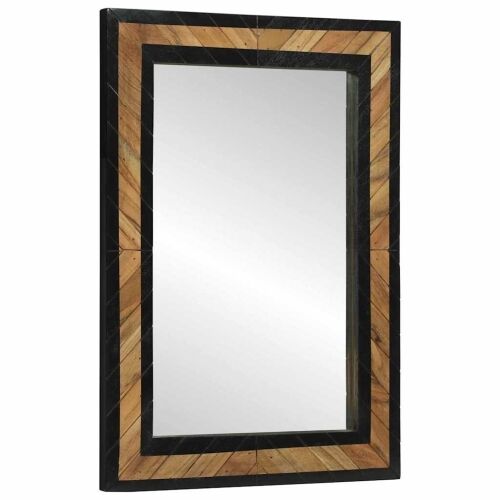 Zidno ogledalo Crna i smeđa 70 x 2 x 70 cm Čvrsto drvo akacije - 70 x 2 x 70 cm Cijena