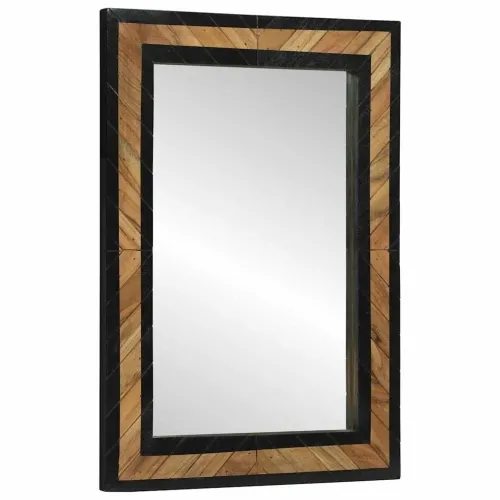Zidno ogledalo Crna i smeđa 70 x 2 x 70 cm Čvrsto drvo akacije - 70 x 2 x 70 cm Cijena