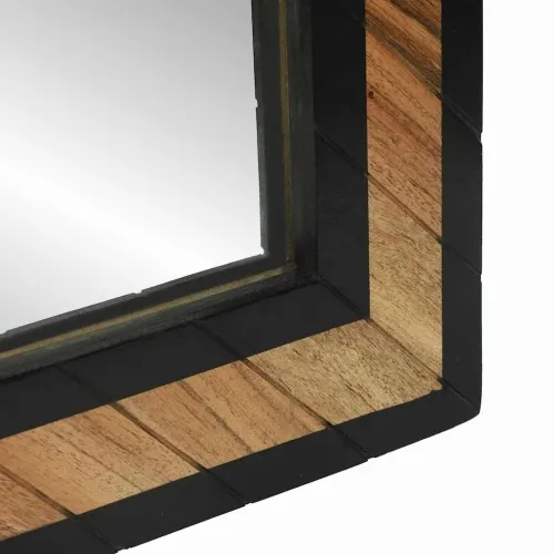 Zidno ogledalo Crna i smeđa 70 x 2 x 70 cm Čvrsto drvo akacije - 70 x 2 x 70 cm Cijena